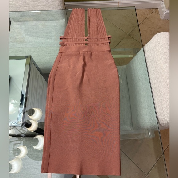 House of CB Camel Deep Plunge Bodycon Dress - Picture 6 of 8